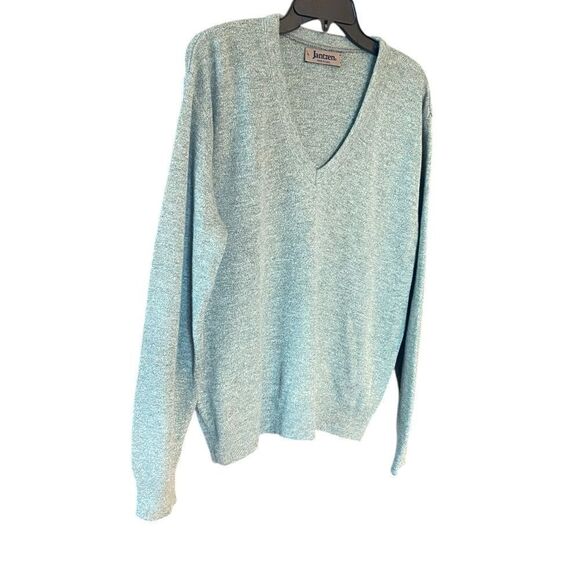 Jantzen Sz L VTG Green Knit USA V-Neck Grandpacore Pullover Sweater - Picture 3 of 5